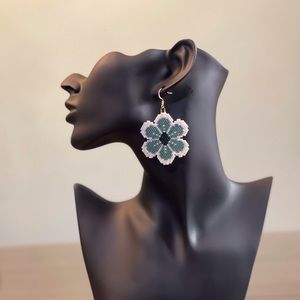 Flower seed bead earring.